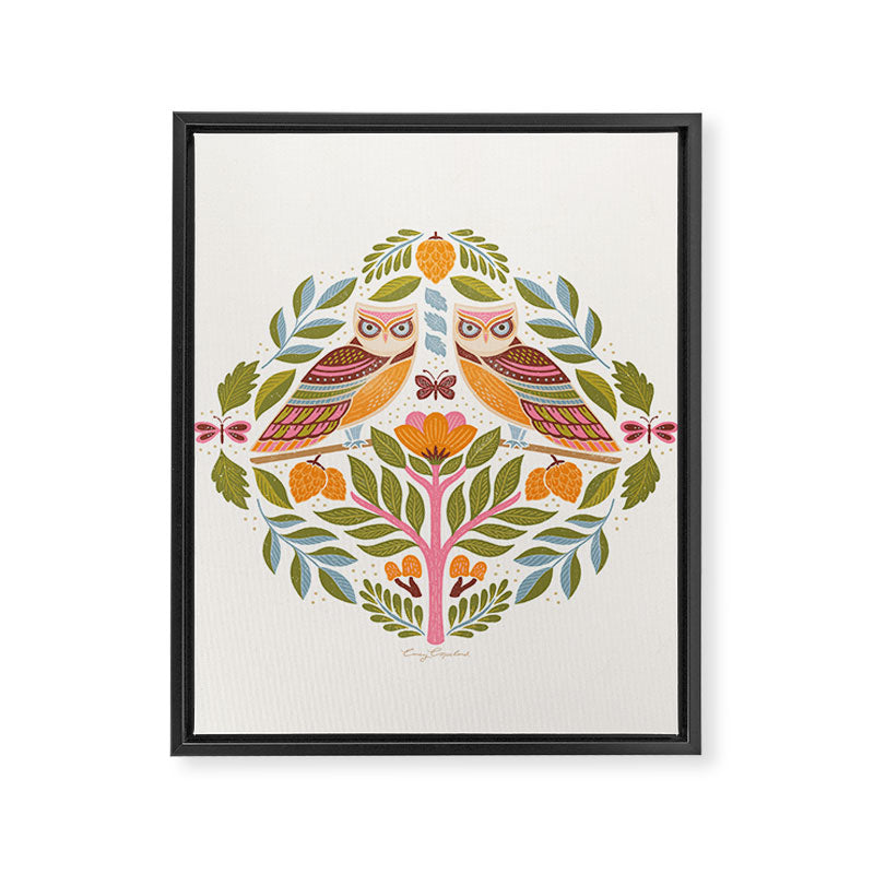 Woodland Owls - Multi-colored Framed Canvas Print Gallery Image 8