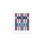 Woven Checks and Stripes Blue Burgundy Art Print Gallery Image 1