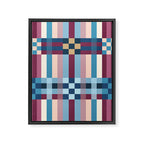 Woven Checks and Stripes Blue Burgundy Framed Canvas Print Gallery Image 8