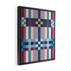 Woven Checks and Stripes Blue Burgundy Framed Canvas Print Gallery Image 2