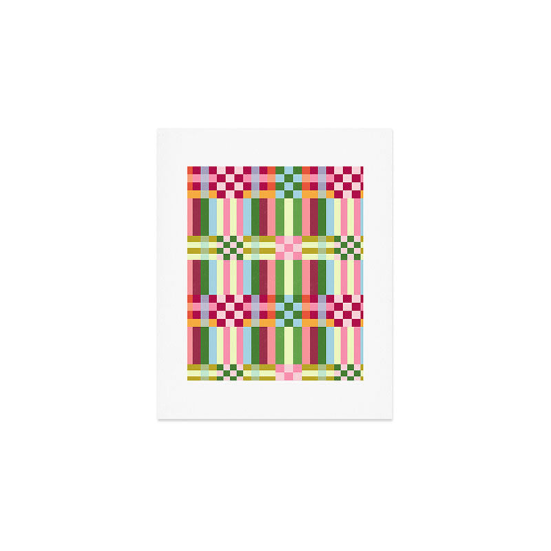  Woven Checks and Stripes - Festive Multi Art Print Gallery Image 1