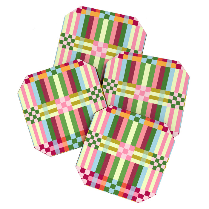  Woven Checks and Stripes - Festive Multi Coaster Gallery Image 1