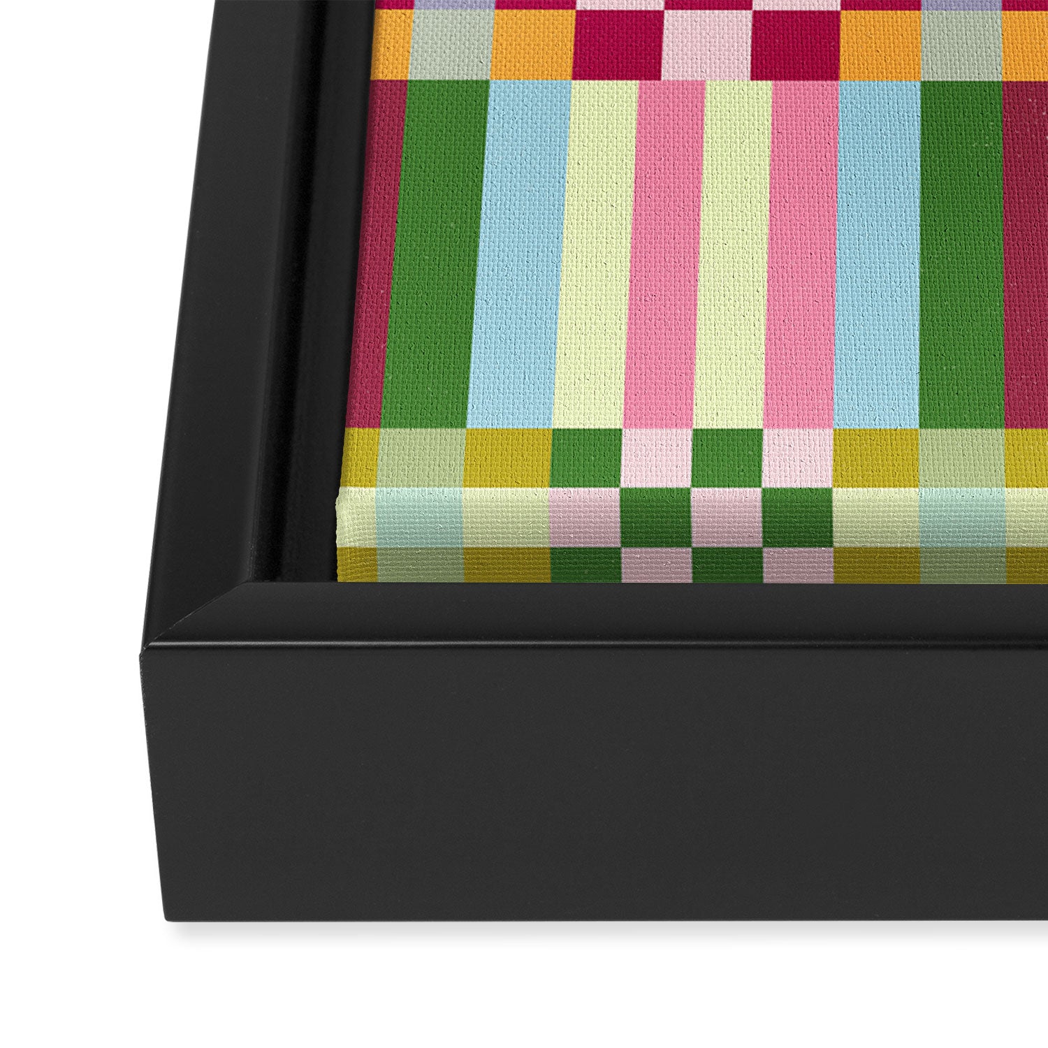  Woven Checks and Stripes - Festive Multi Framed Canvas Print Gallery Image 3