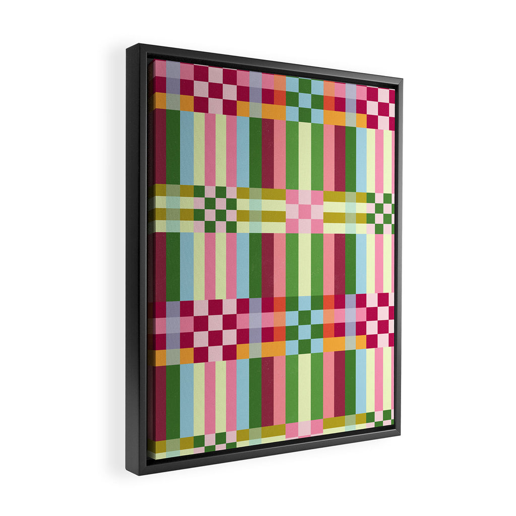  Woven Checks and Stripes - Festive Multi Framed Canvas Print Gallery Image 2