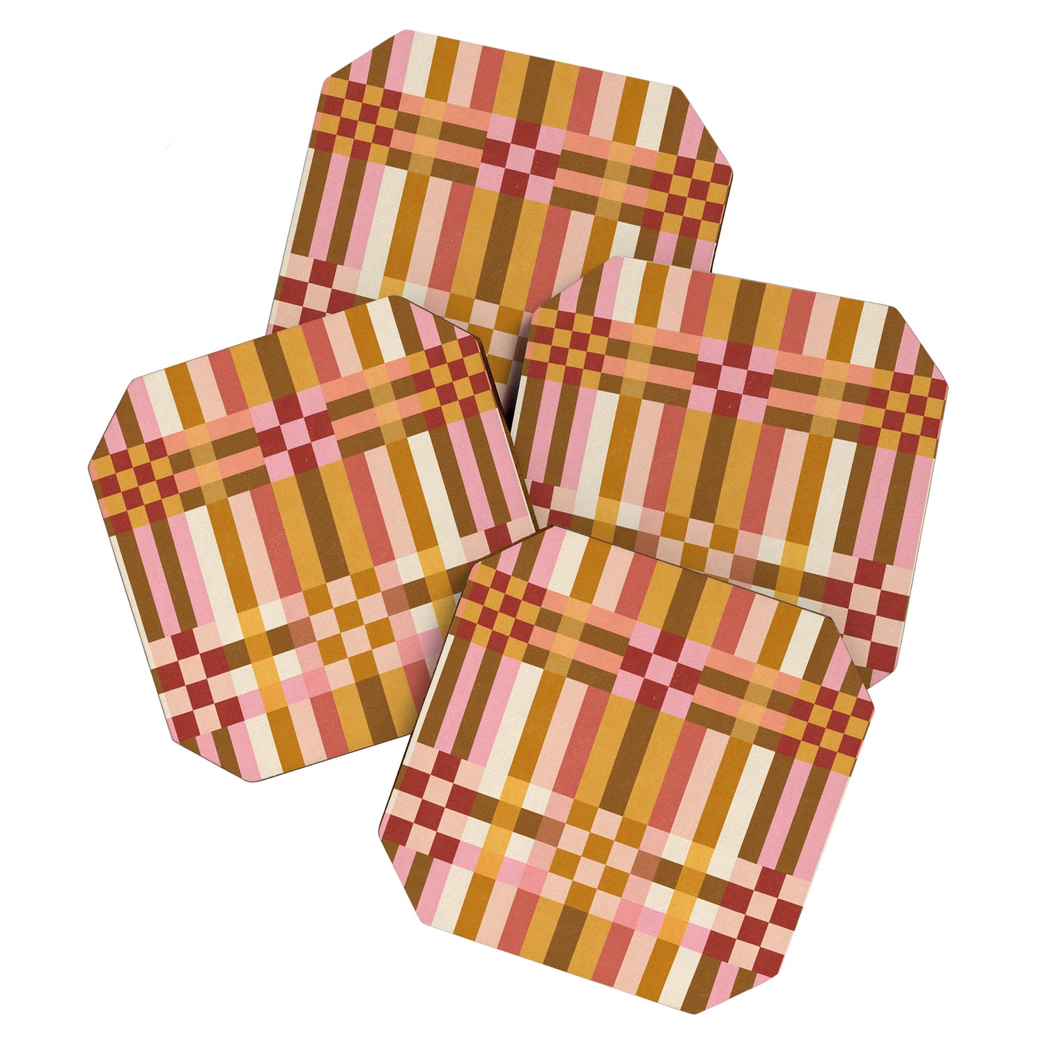 Woven Checks and Stripes - Harvest Gold Coaster Gallery Image 1