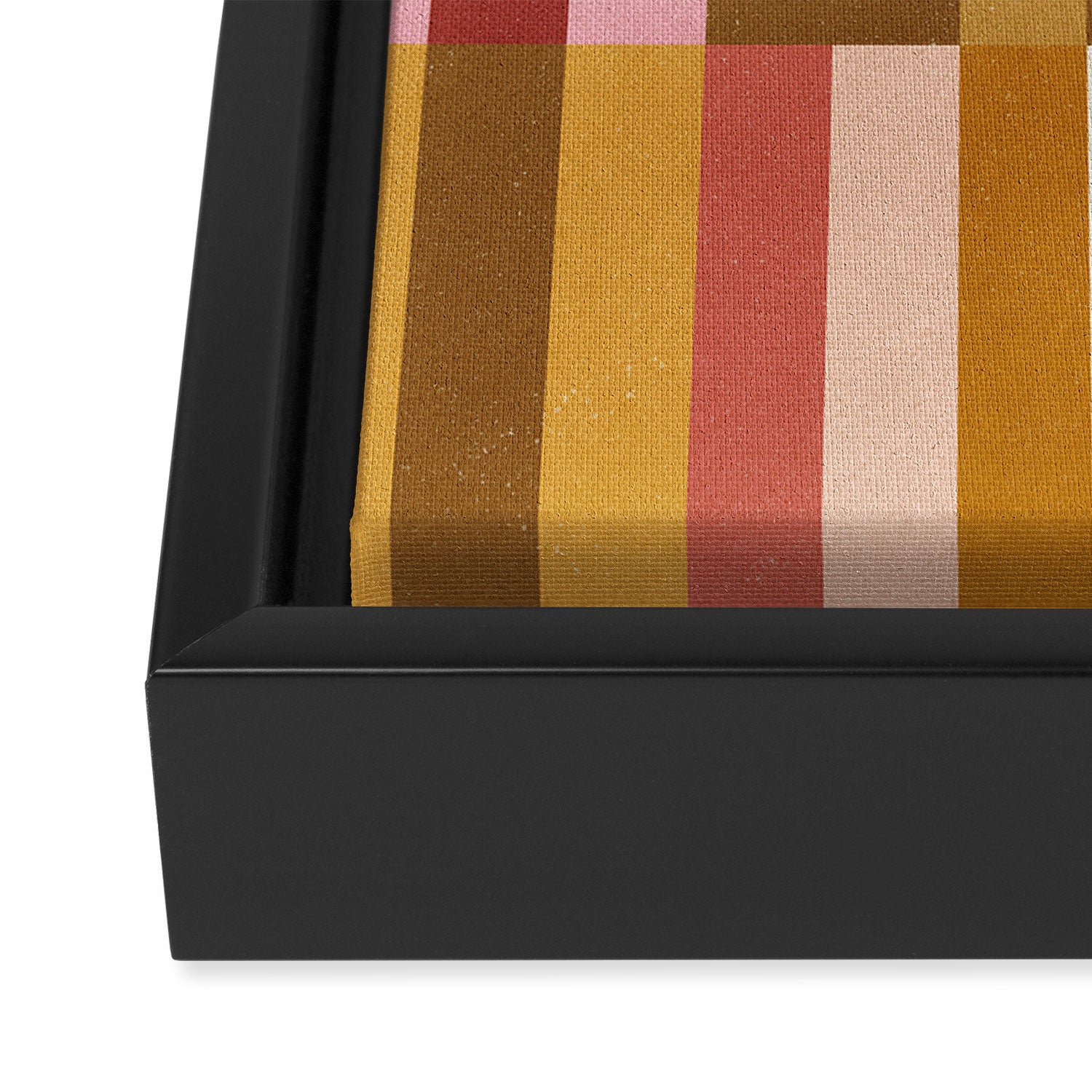 Woven Checks and Stripes - Harvest Gold Framed Canvas Print Gallery Image 3