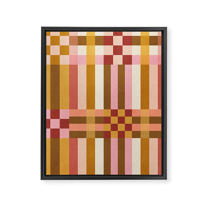 Woven Checks and Stripes - Harvest Gold Framed Canvas Print Gallery Image 8