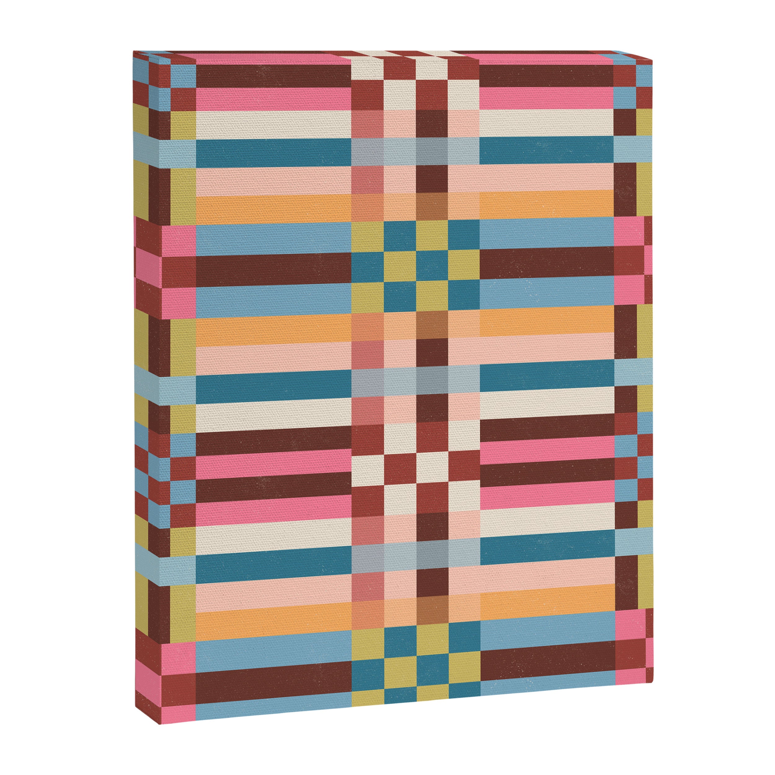 Woven Checks and Stripes Multicolored Canvas Print Gallery Image 8