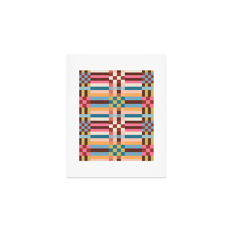 Woven Checks and Stripes Multicolored Art Print Gallery Image 1