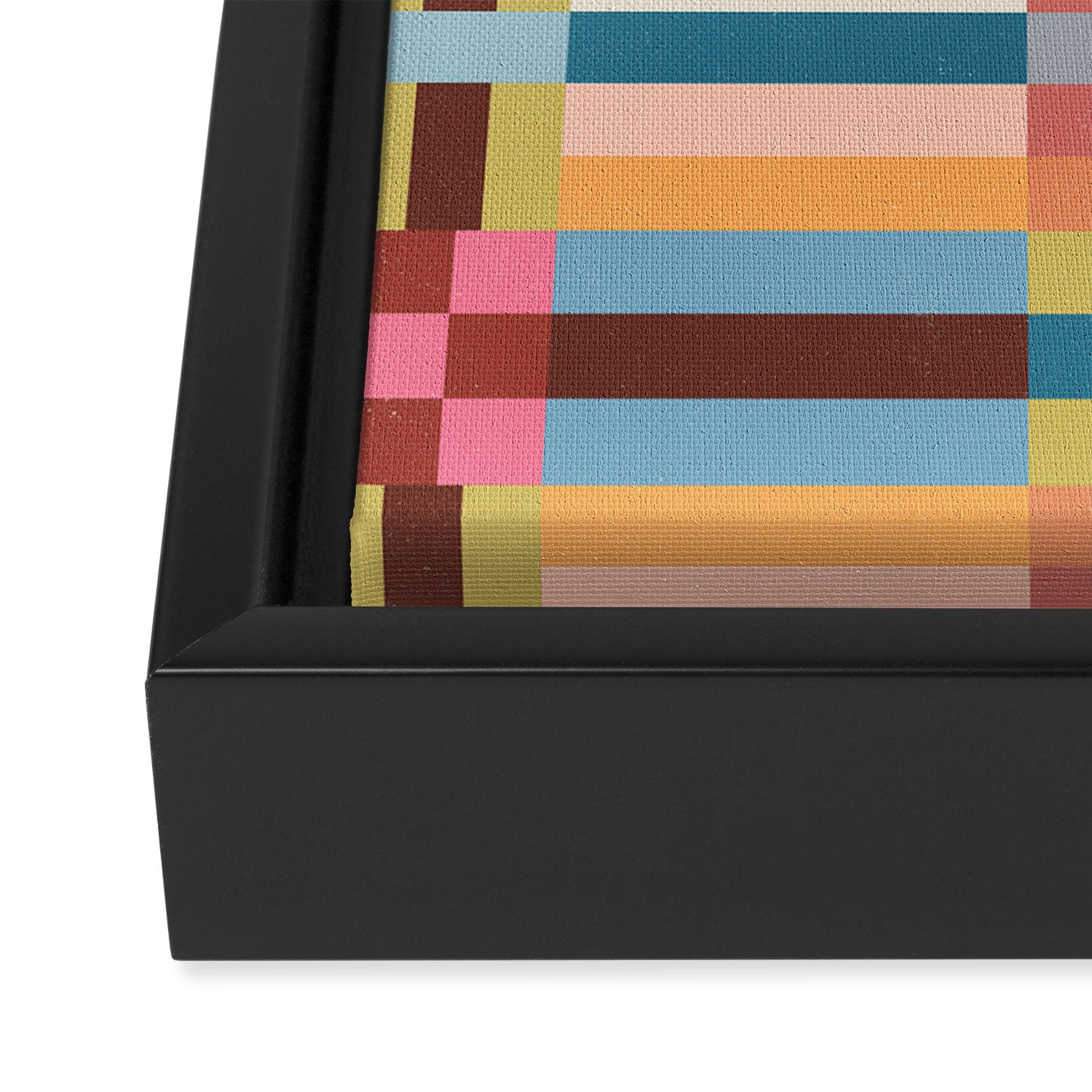 Woven Checks and Stripes Multicolored Framed Canvas Print Gallery Image 3