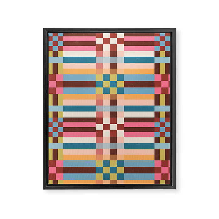 Woven Checks and Stripes Multicolored Framed Canvas Print Gallery Image 1