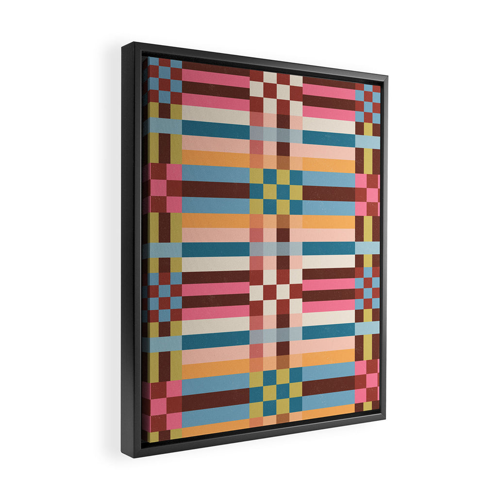 Woven Checks and Stripes Multicolored Framed Canvas Print Gallery Image 2