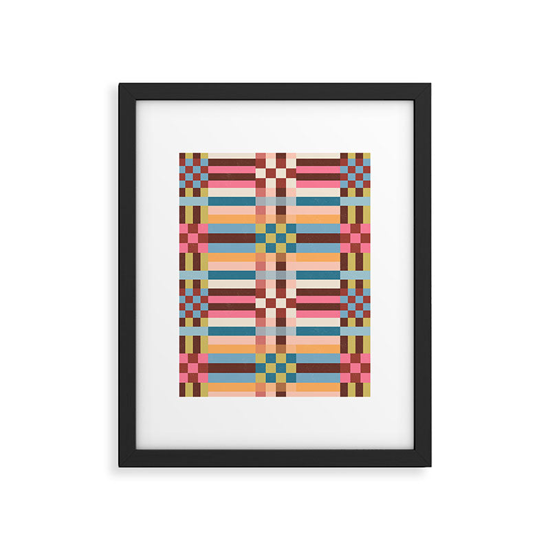 Woven Checks and Stripes Multicolored Framed Art Print Gallery Image 6