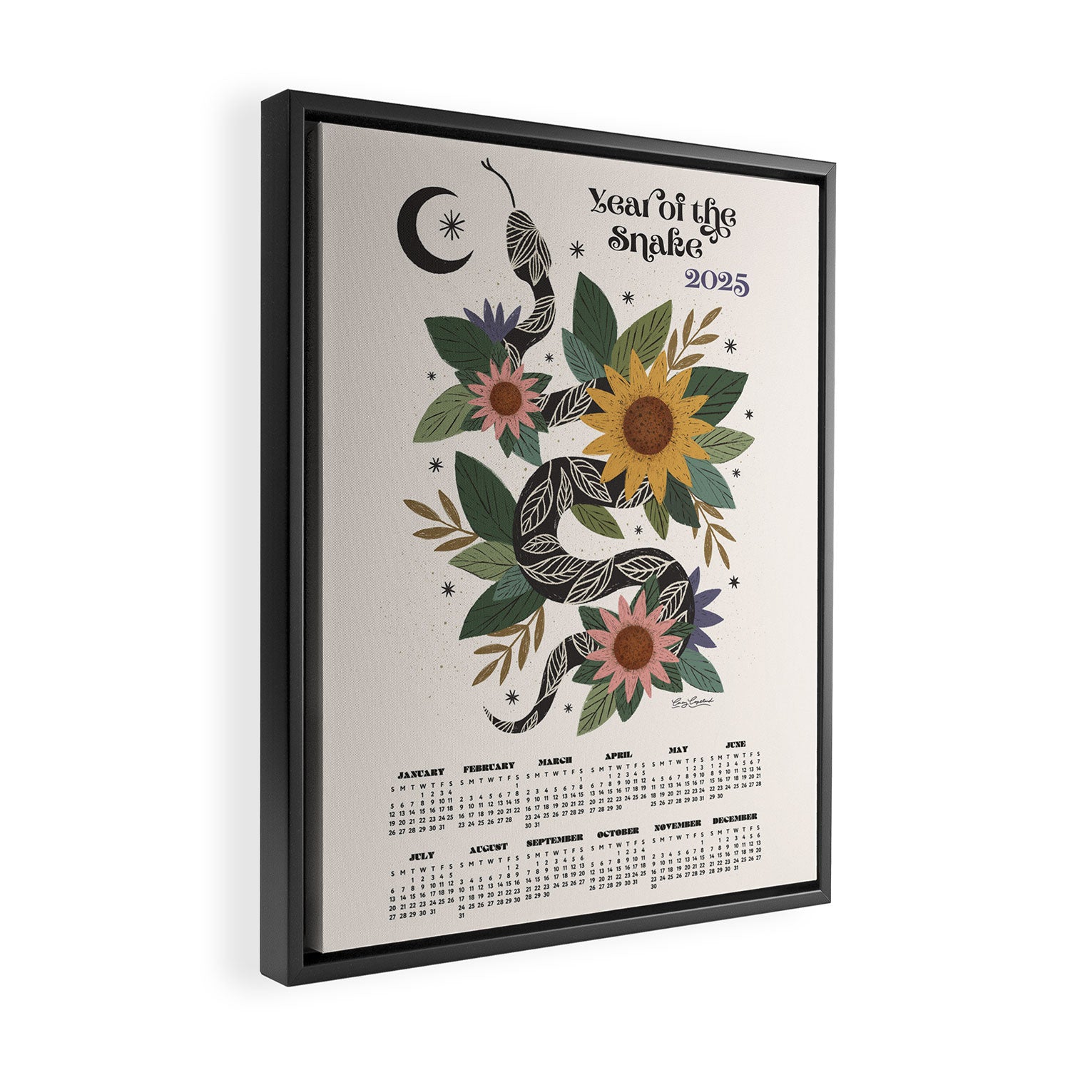  Year of the Snake - 2025 Calendar - Light Framed Canvas Print Gallery Image 2