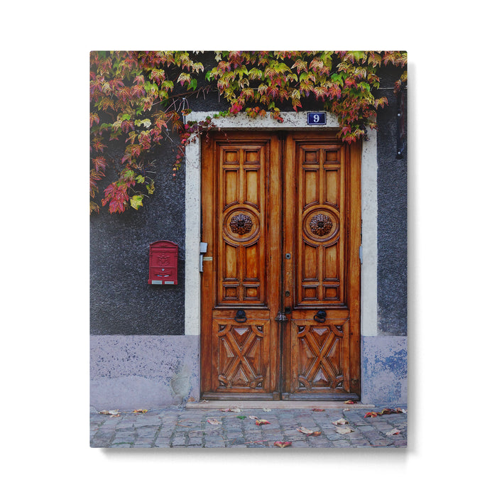 Oak Door in Burgundy, France - French Architecture and Travel Photography  Metal Print Gallery Image 1