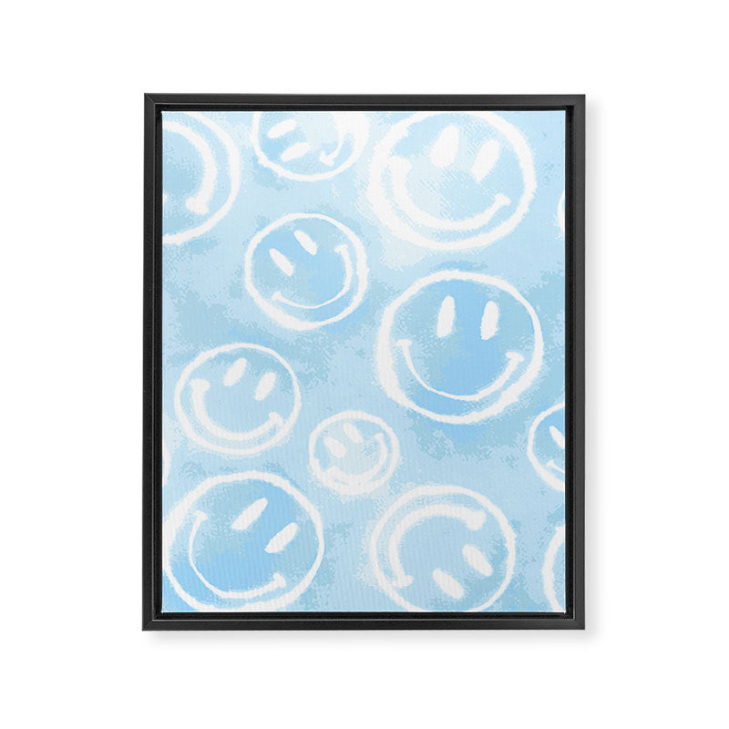 Blue Tie-Dye Smileys Framed Canvas Print Gallery Image 8