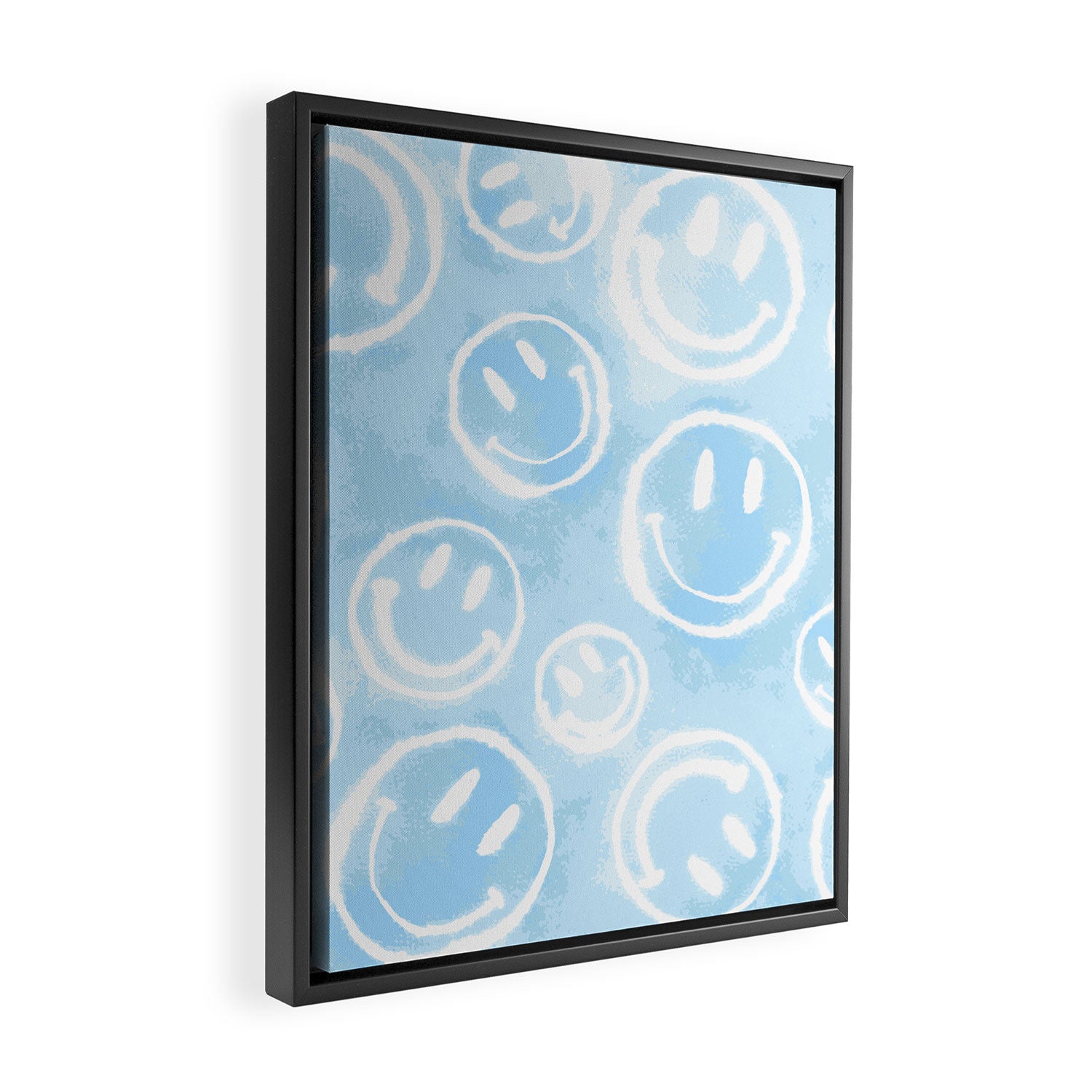 Blue Tie-Dye Smileys Framed Canvas Print Gallery Image 2