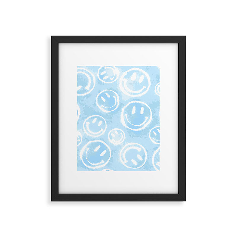 Blue Tie-Dye Smileys Framed Art Print Gallery Image 6