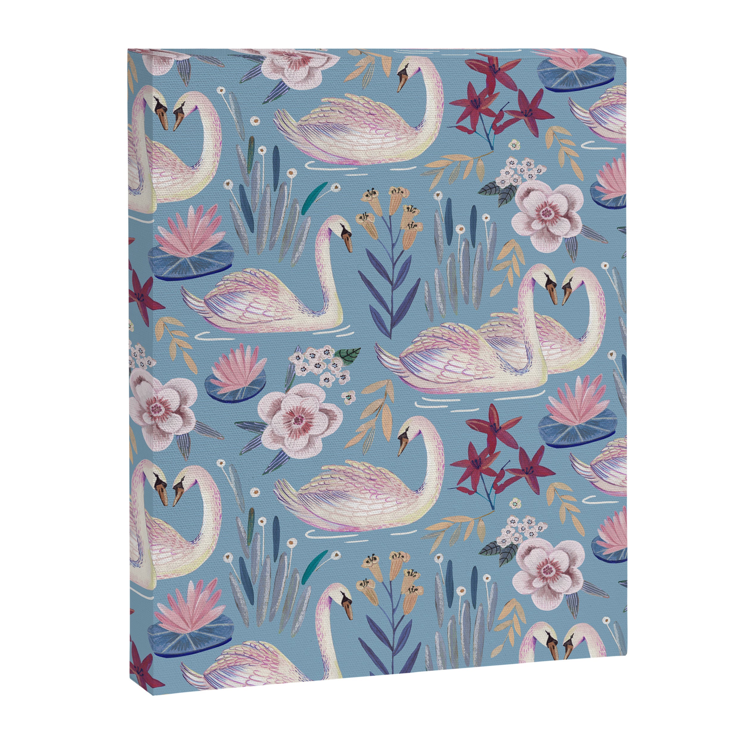 Botanical Blue Elegant Swan Pattern Canvas Print Gallery Image 8