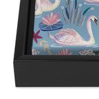 Botanical Blue Elegant Swan Pattern Framed Canvas Print Gallery Image 3