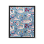 Botanical Blue Elegant Swan Pattern Framed Canvas Print Gallery Image 8