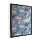 Botanical Blue Elegant Swan Pattern Framed Canvas Print Gallery Image 2
