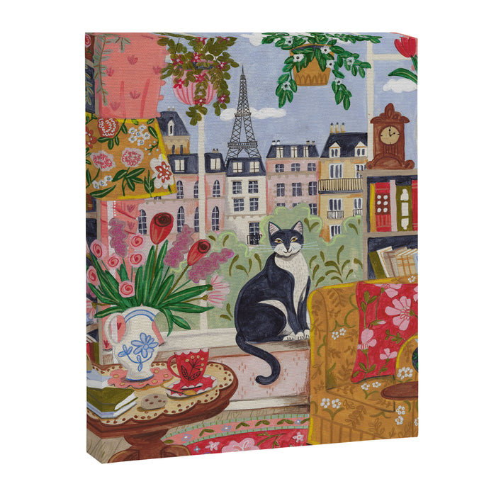 Cat in front of window in Paris  Canvas Print Gallery Image 1