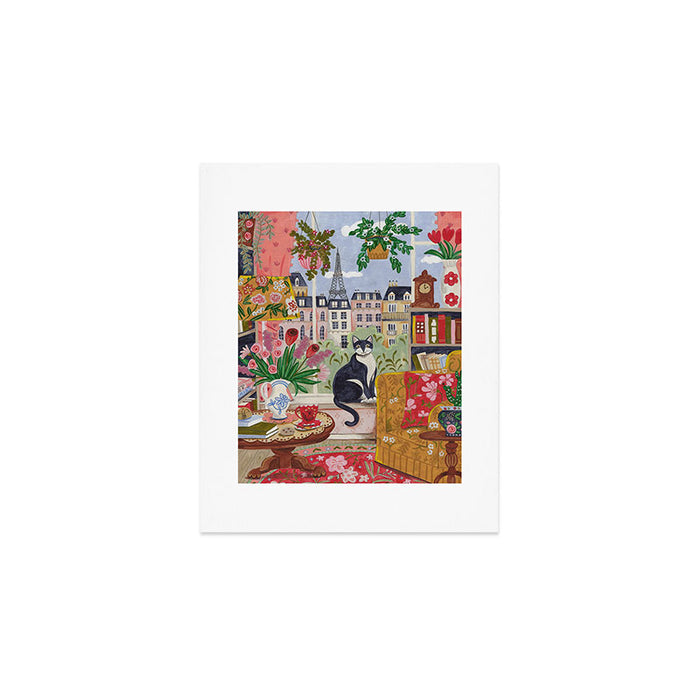 Cat in front of window in Paris  Art Print Gallery Image 1