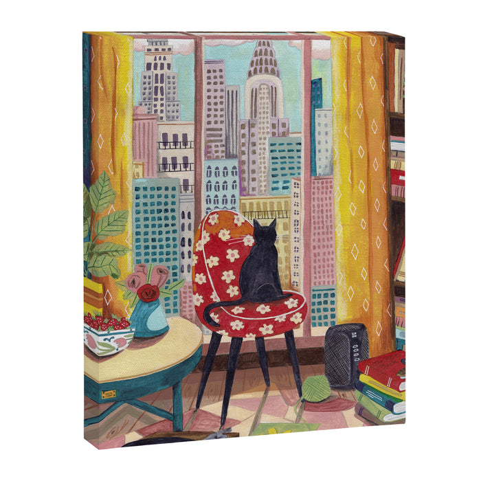 Cat in Window New York city Canvas Print Gallery Image 1