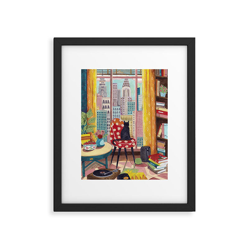 Cat in Window New York city Framed Art Print Gallery Image 5
