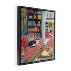 Cat on sofa in London pastel colours Framed Canvas Print Gallery Image 2