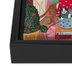 Cats in the Window at a Snowy Christmas in Bright Colours Framed Canvas Print Gallery Image 3