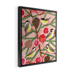 Chickadee birds in abstract tree Framed Canvas Print Gallery Image 2