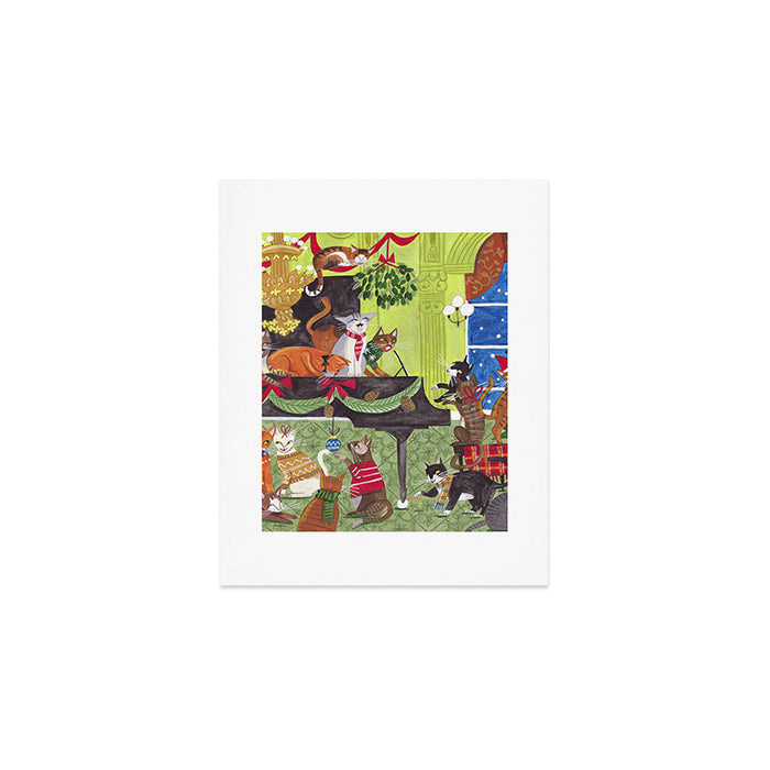 Christmas Cats playing Piano Art Print Gallery Image 1