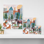 Christmas Dogs in the City Park Canvas Print Gallery Image 3