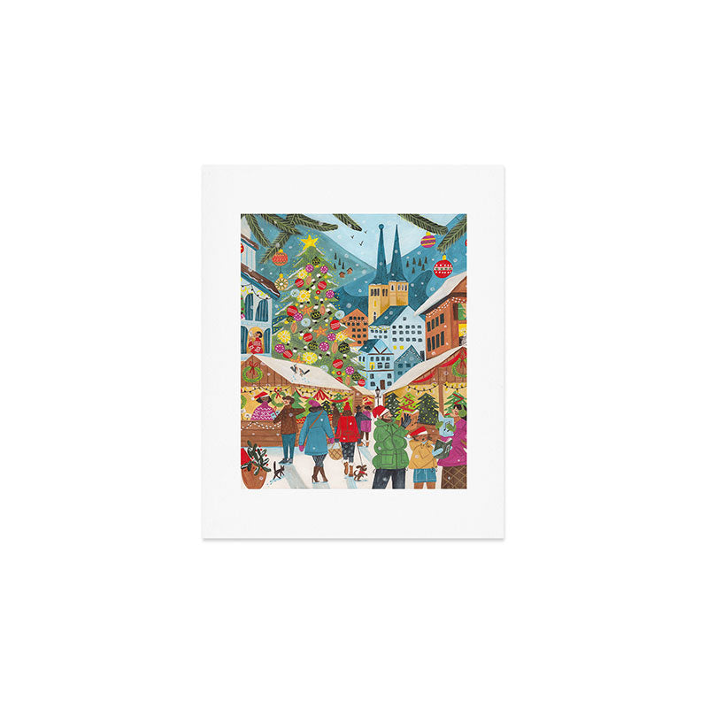 Christmas market in the village Art Print Gallery Image 1
