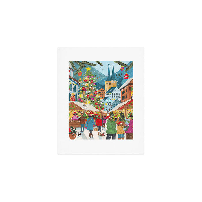 Christmas market in the village Art Print Gallery Image 1