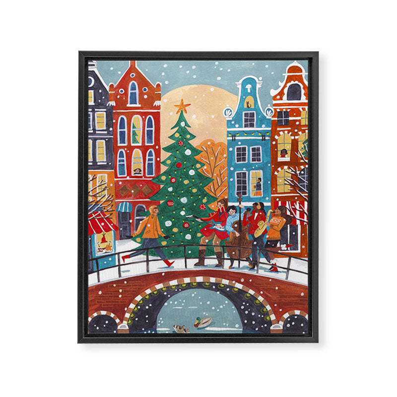Christmas Music in the City of Amsterdam Framed Canvas Print Gallery Image 3