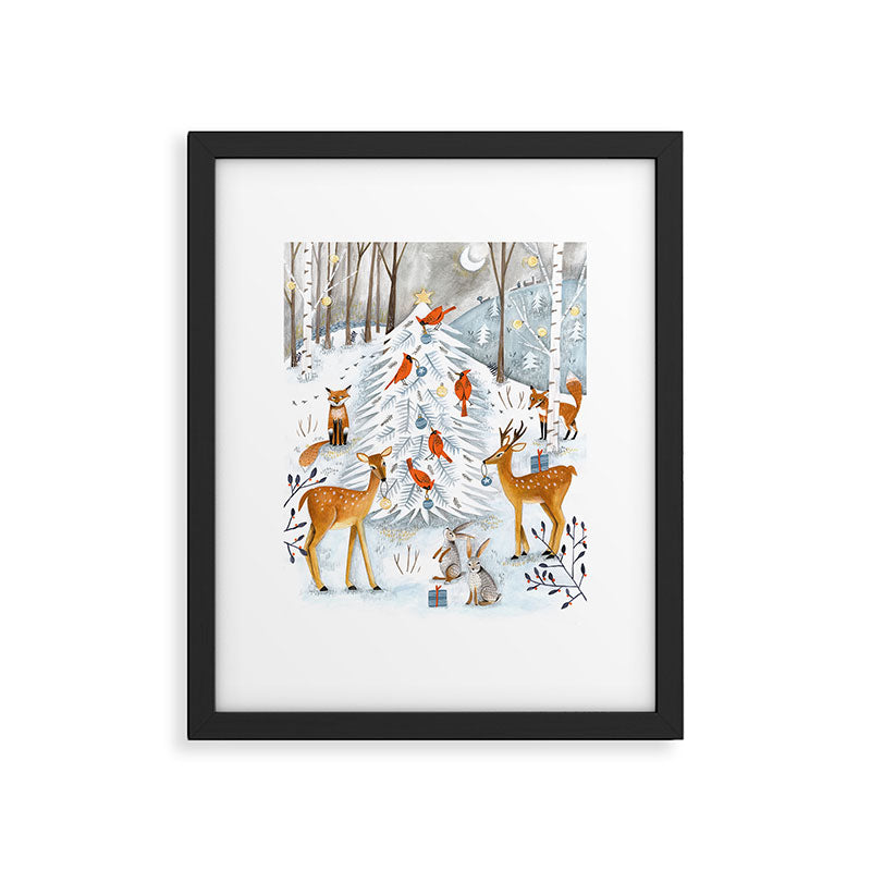 Christmas snow woodland animals Framed Art Print Gallery Image 5