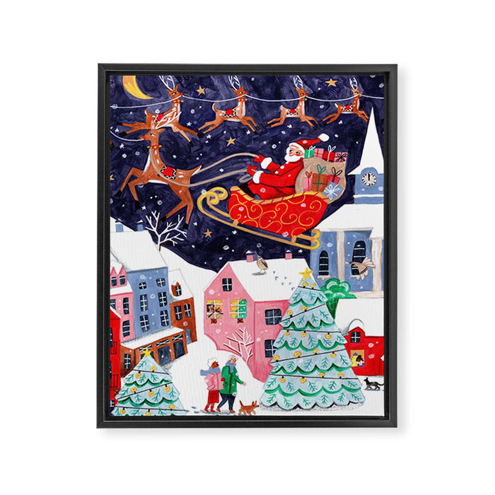 Christmas Village Santa Framed Canvas Print Gallery Image 1