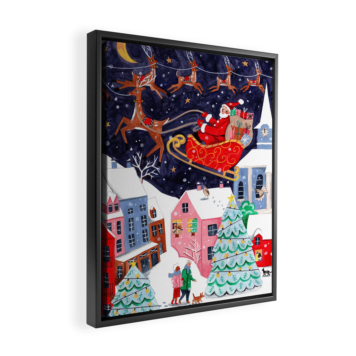 Christmas Village Santa Framed Canvas Print Gallery Image 2