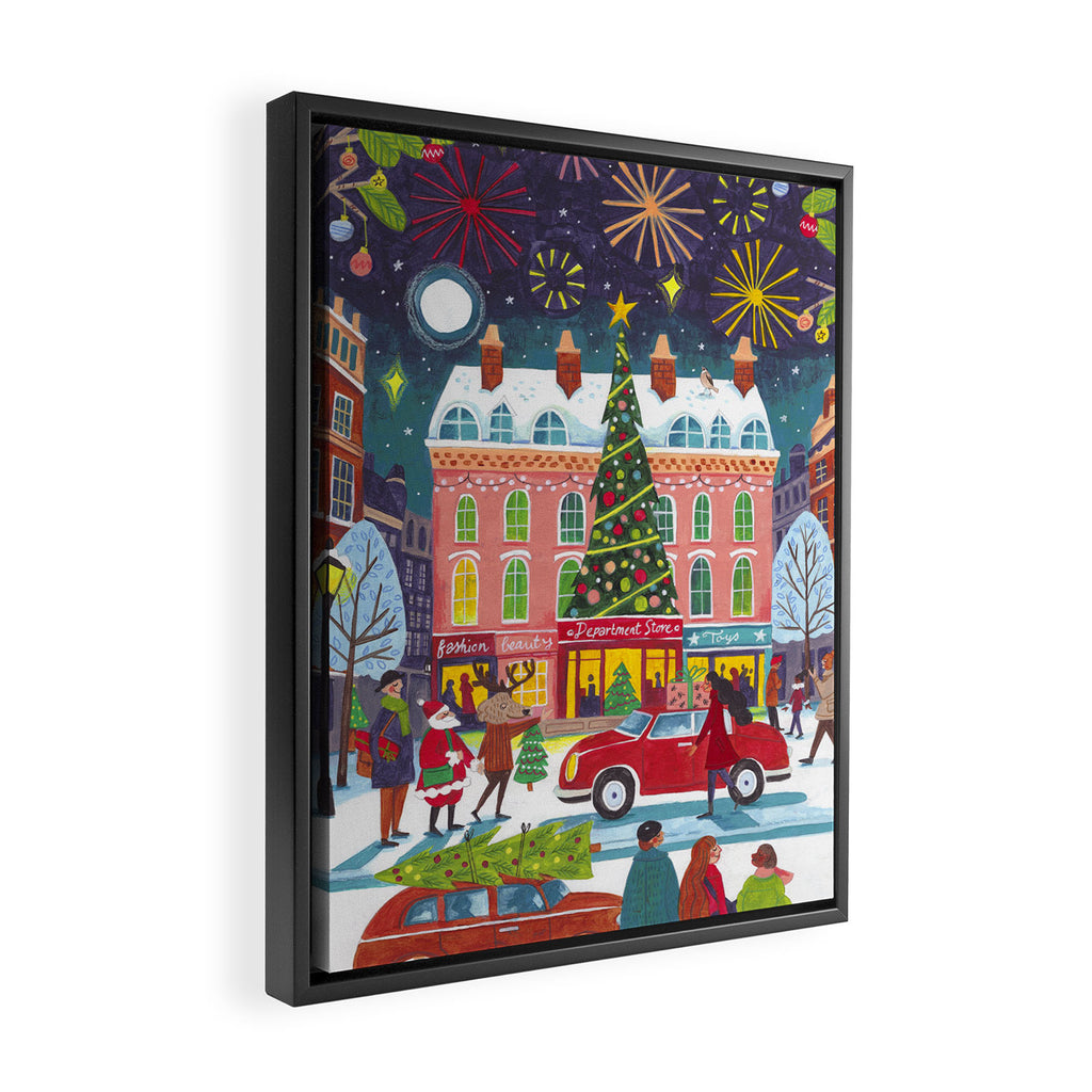 City with fireworks Framed Canvas Print Gallery Image 2