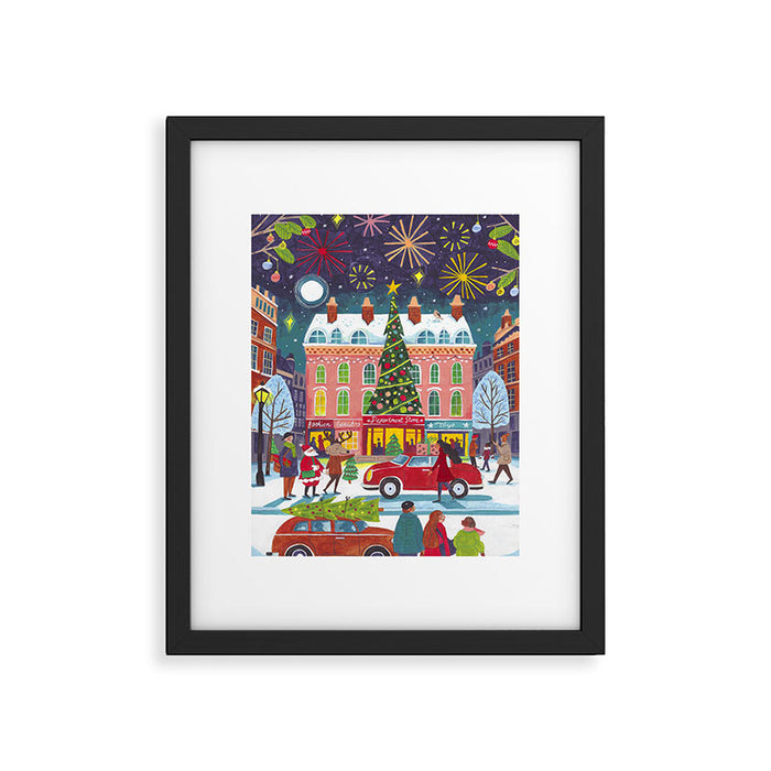 City with fireworks Framed Art Print Gallery Image 1