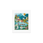 Coastal village sailing landscape Art Print Gallery Image 1