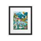 Coastal village sailing landscape Framed Art Print Gallery Image 5