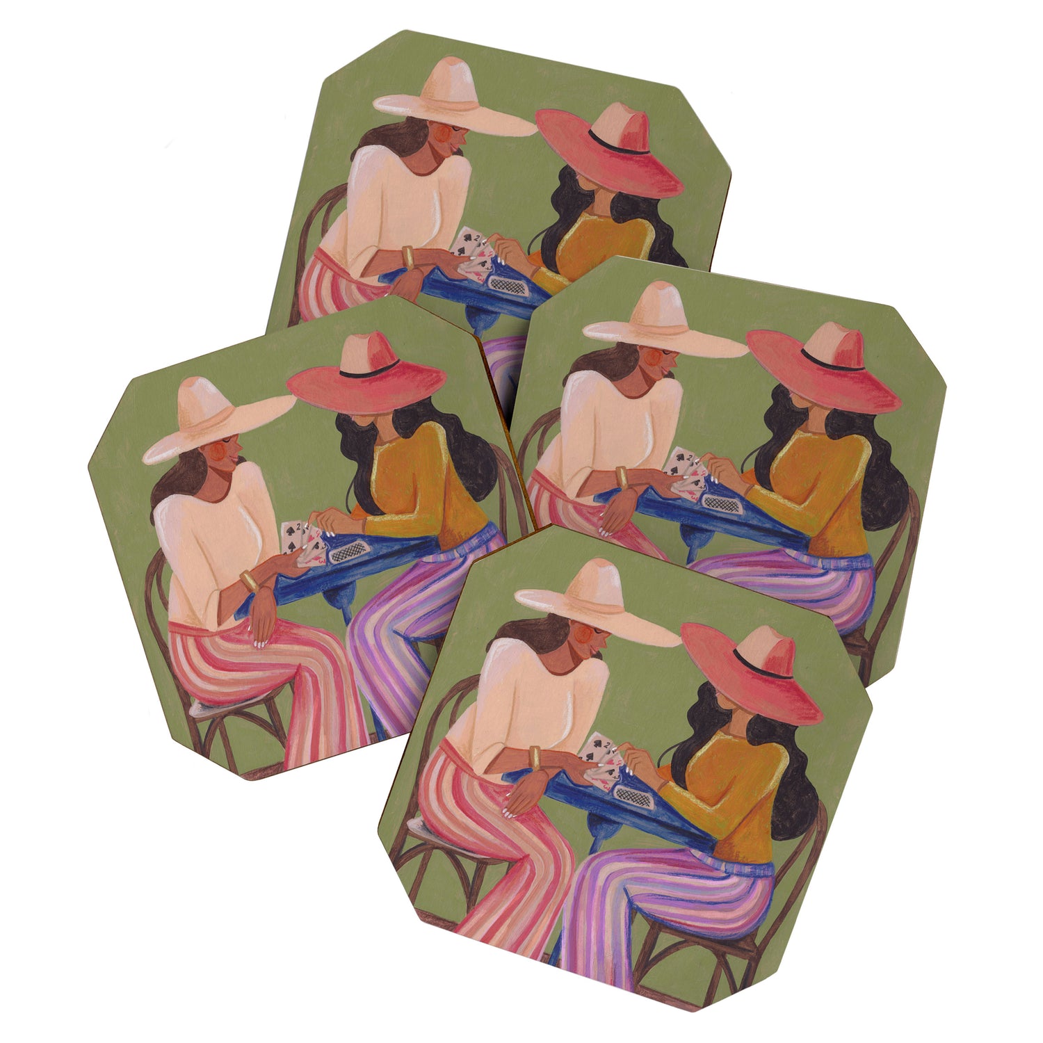 Cow girls playing cards Coaster Gallery Image 1