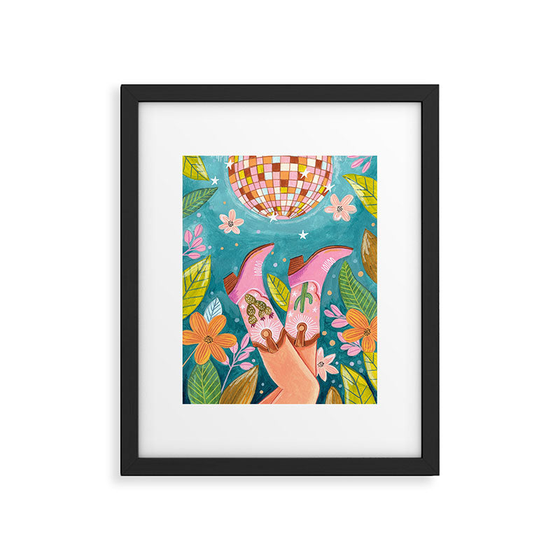 Cowboy boots and disco ball Framed Art Print Gallery Image 5