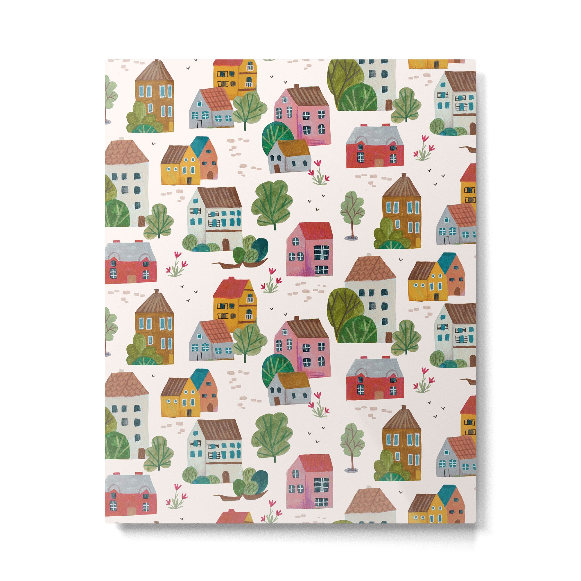 Cozy Village House Pattern Metal Print Gallery Image 6