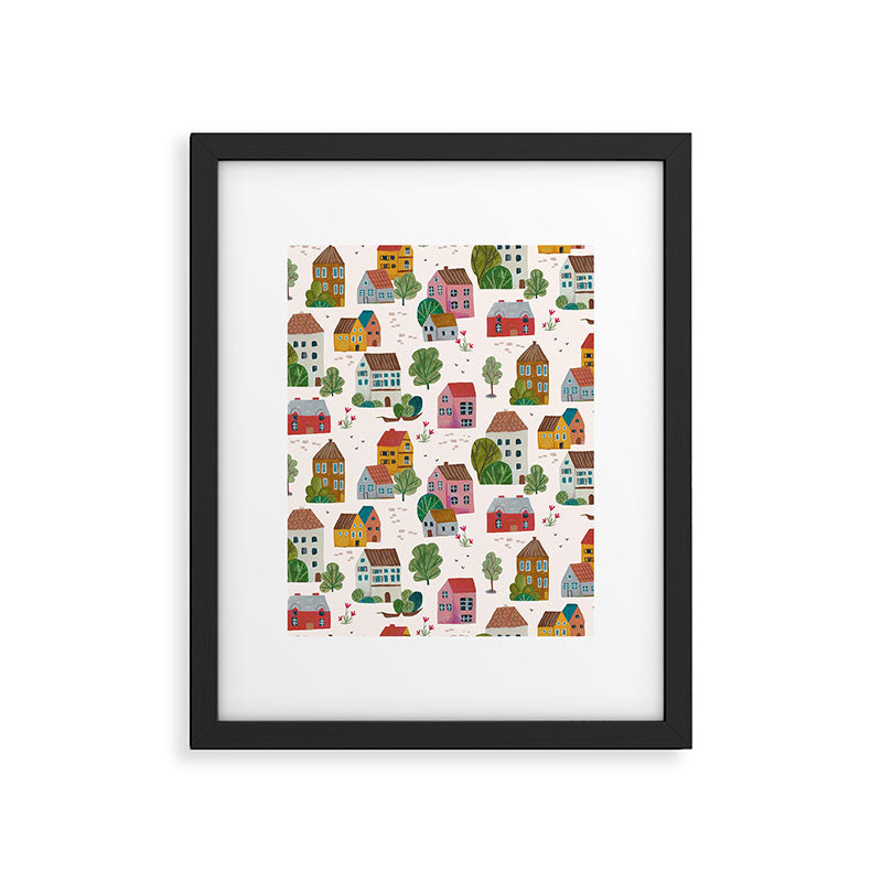 Cozy Village House Pattern Framed Art Print Gallery Image 6
