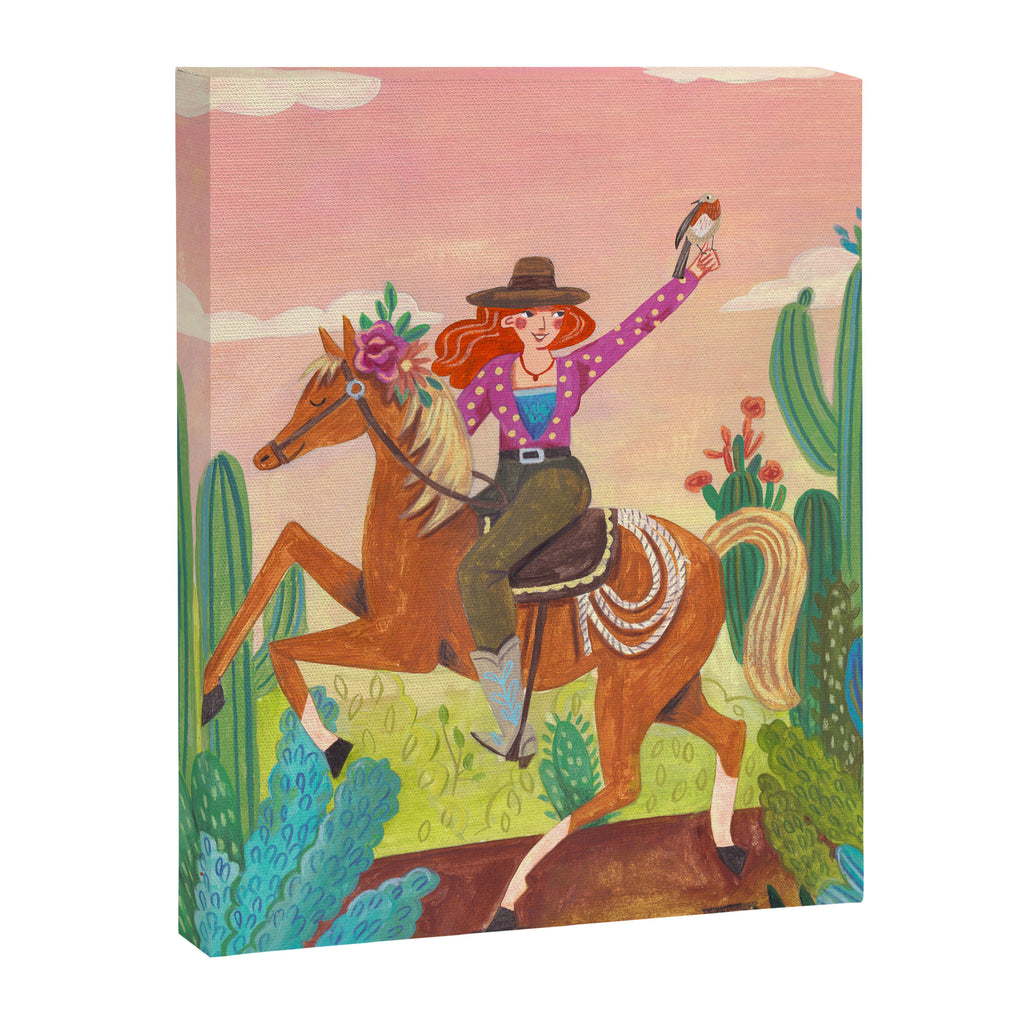 Cute cowgirl on a horse Canvas Print Gallery Image 8